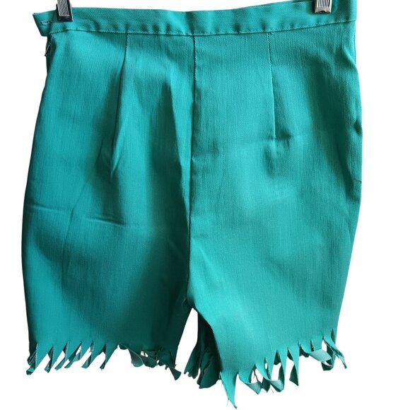 26" Vintage 1960's Womens Shorts Medium Rockabilly HIGH WAIST COUNTRY FRAY Blue - Picture 3 of 6